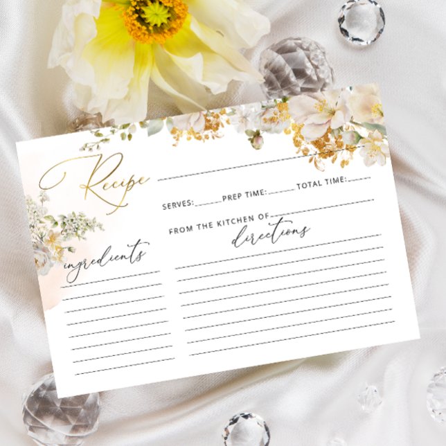 Carte de recette Fête des mariées florale Aquarell (Créateur téléchargé)