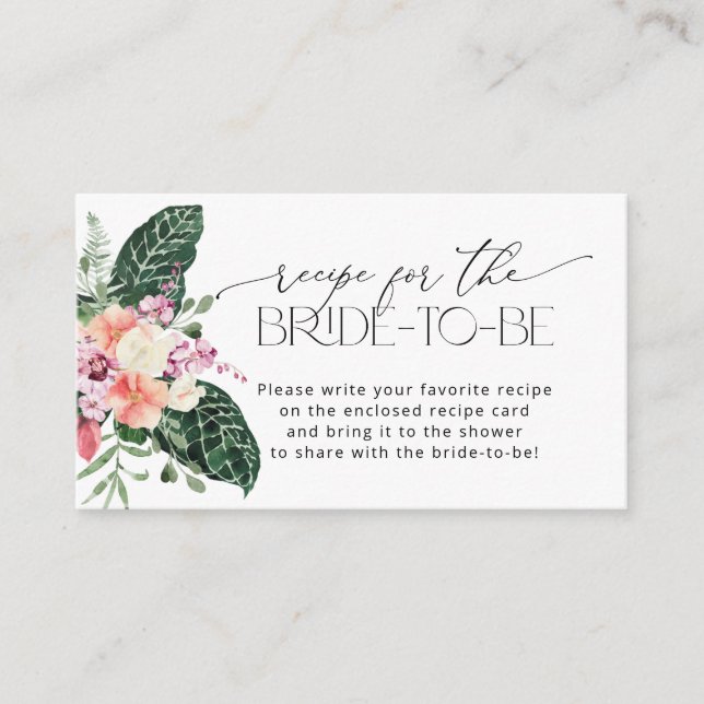 Carte de recette Fête des mariées florale tropical (Devant)