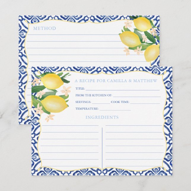 Carte de recette Fête des mariées Majolica Tiles L (Devant / Derrière)