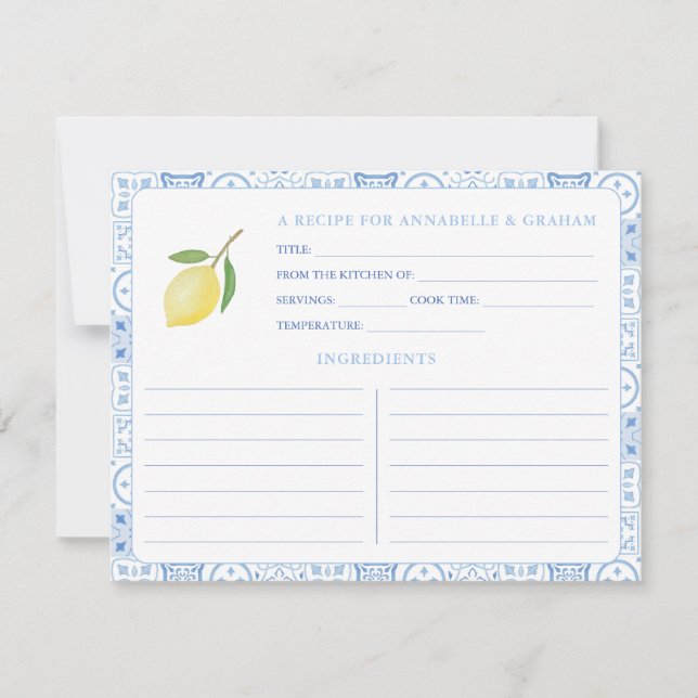 Carte de recette Fête des mariées méditerranéenne  (Devant)