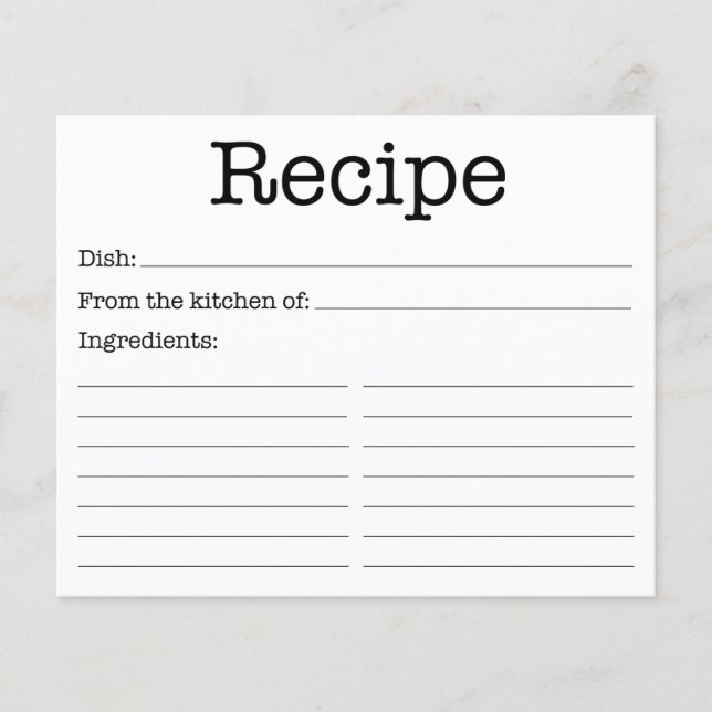 Carte de recette Fête des mariées moderne (Devant)