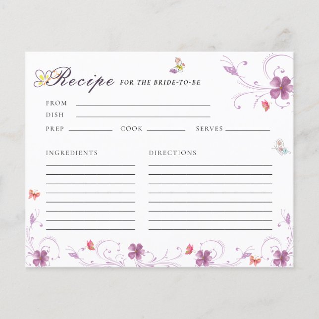 Carte de recette Fête des mariées papillon de prin (Devant)