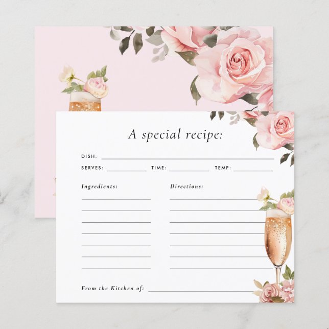 Carte de recette Fête des mariées Petals & Prosecc (Devant / Derrière)