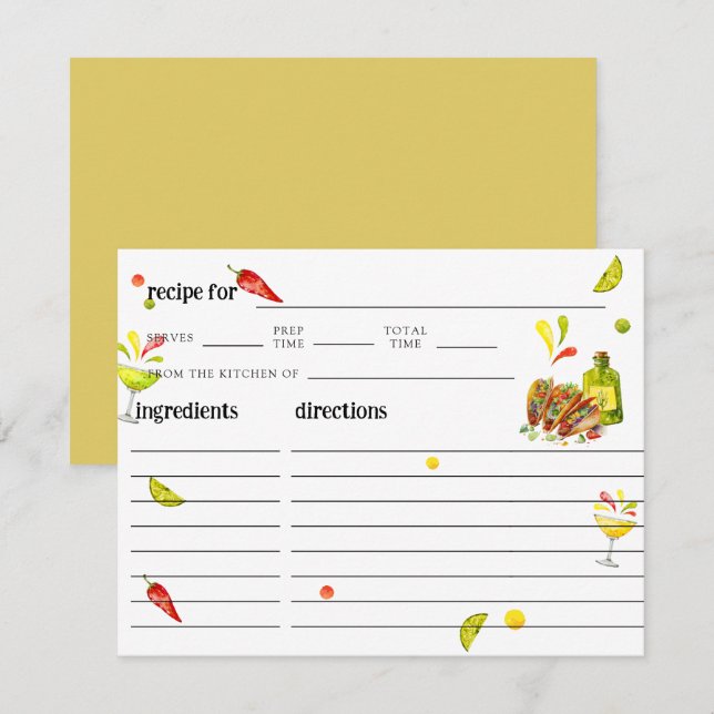 Carte de recette Fête des mariées tropicale Tacos  (Devant / Derrière)