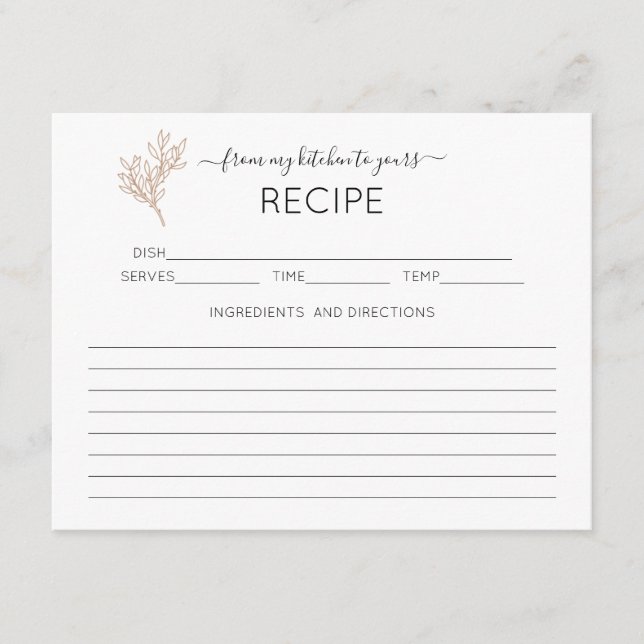 Carte de recette Fête des mariées verte dessinée à (Devant)