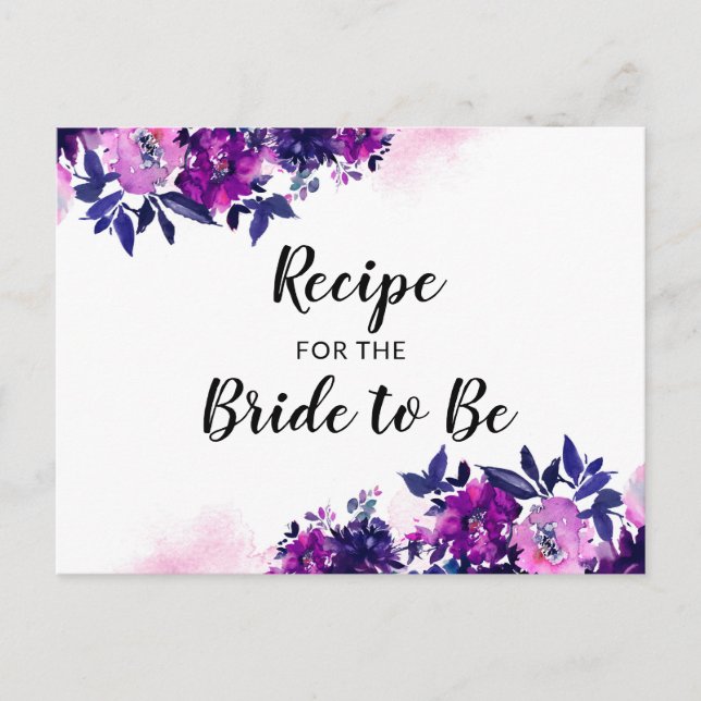 Carte de recette Fête des mariées violet florale e (Devant)