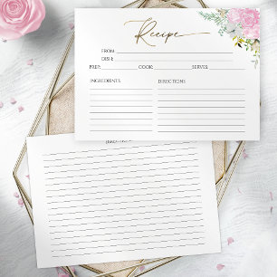 Carte de recette Fleur sauvage doré Fête des marié