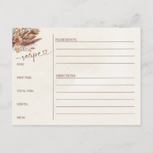 carte de recette fleurie Pompas herbe boho nuptial
