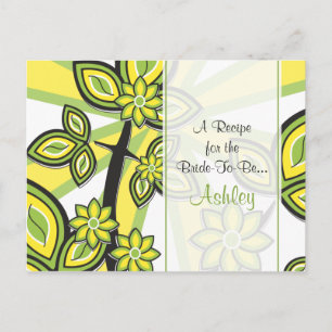 Carte de recette fleurie verte gras pour la mariée