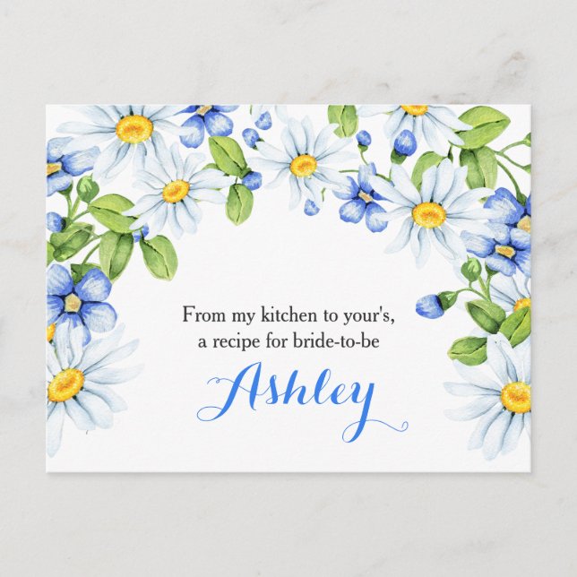 Carte de recette Floral Fleur Bleu Bleu Fleur Blan (Devant)