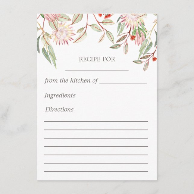 Carte de recette florale australienne rose blush (Devant)