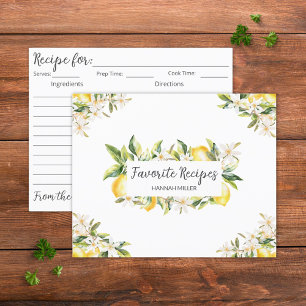 Carte de recette florale botanique Lemons and Flow