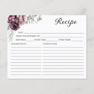 Carte de recette florale Burgundy et Plum Fall