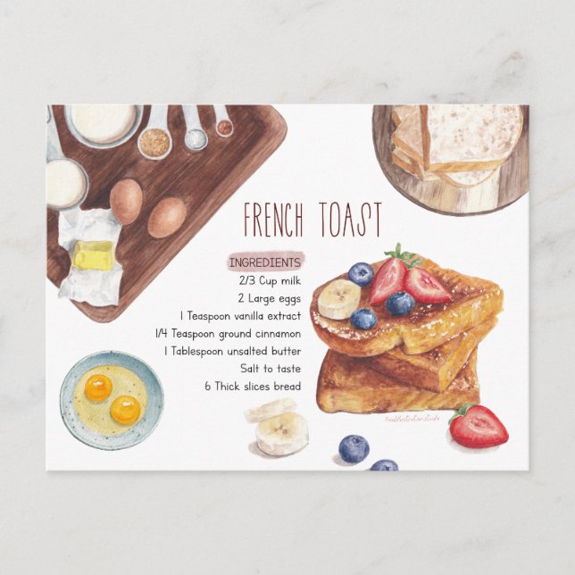 Carte de recette française de pain grillé (Devant)