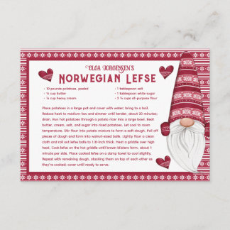 Carte de recette Gnome Lefse rouge et blanc