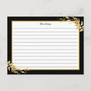 Carte de recette Gold Black Botanical Foliage