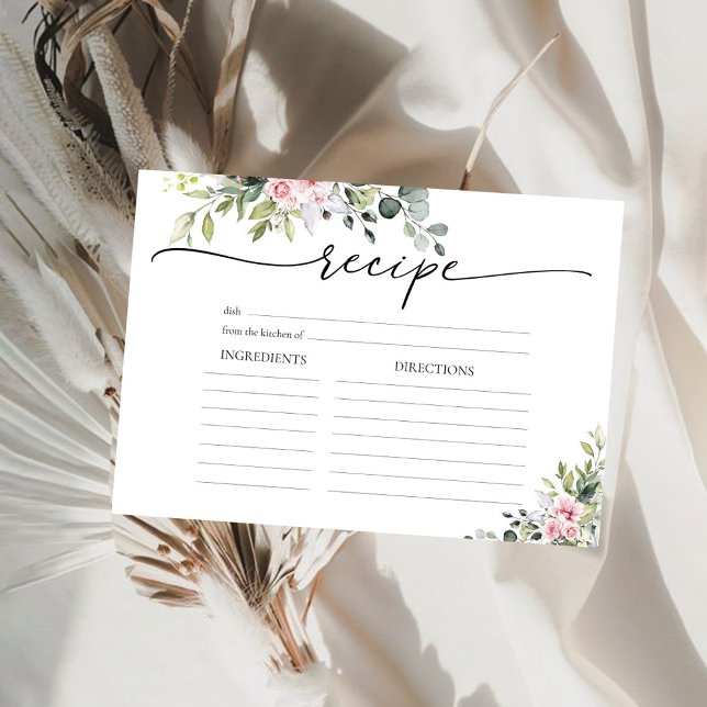 Carte de recette grand format à la verdure rose te (Créateur téléchargé)