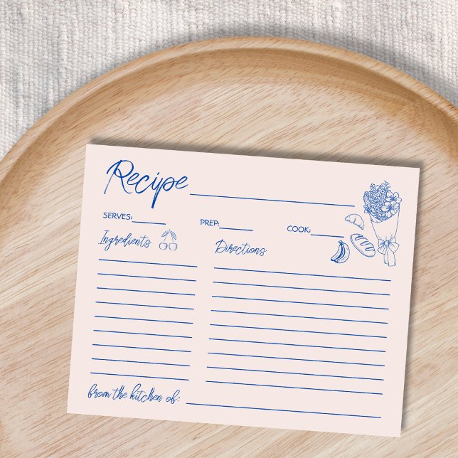Carte De Recette Hors Fête des mariées Du Marché (Off The Market Bridal Shower Recipe Card)