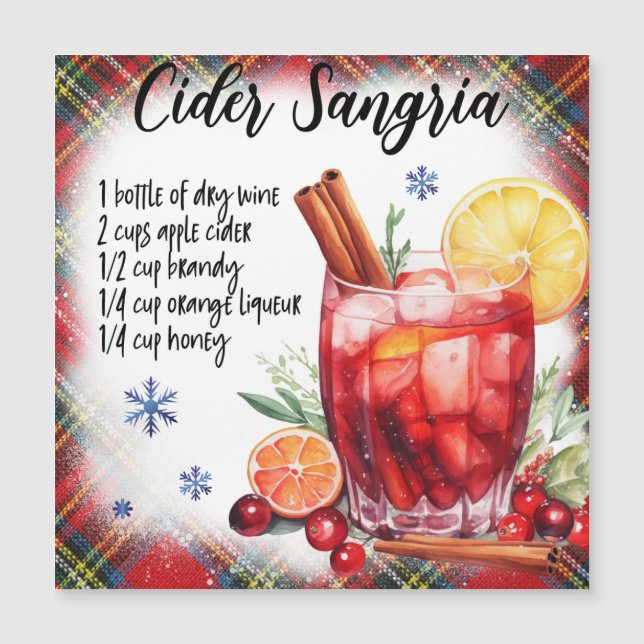 Carte de recette magnétique du cidre de fête Sangr (Devant)