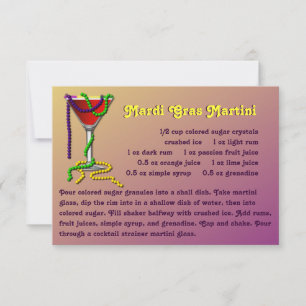 Carte de recette Mardi Gras Martini