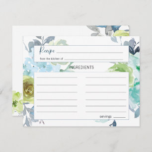 Carte de recette Mariage bleu clair jaune vert Flo