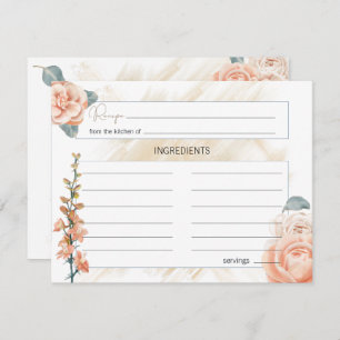 Carte de recette Mariage floral rose Boho moderne
