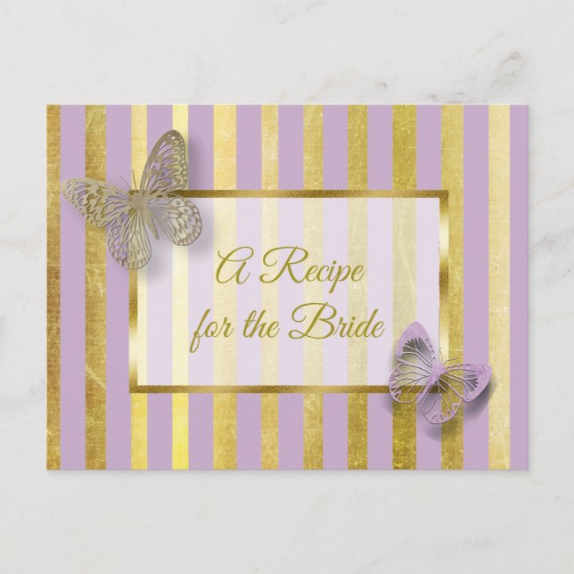 Carte de recette mariage papillon violet et or (Devant)