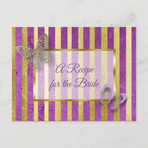 Carte de recette mariage papillon violet et or
