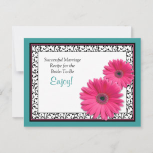 Carte de recette Mariage turquoise rose Gerbera ré