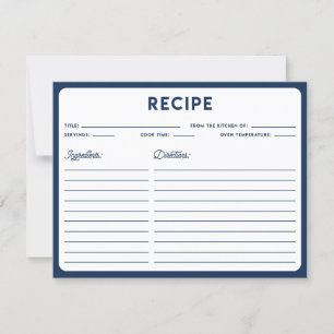 Carte de recette Marine Blue Nautical Modern Typog