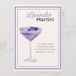 Carte de recette Martini Lavender modifiable