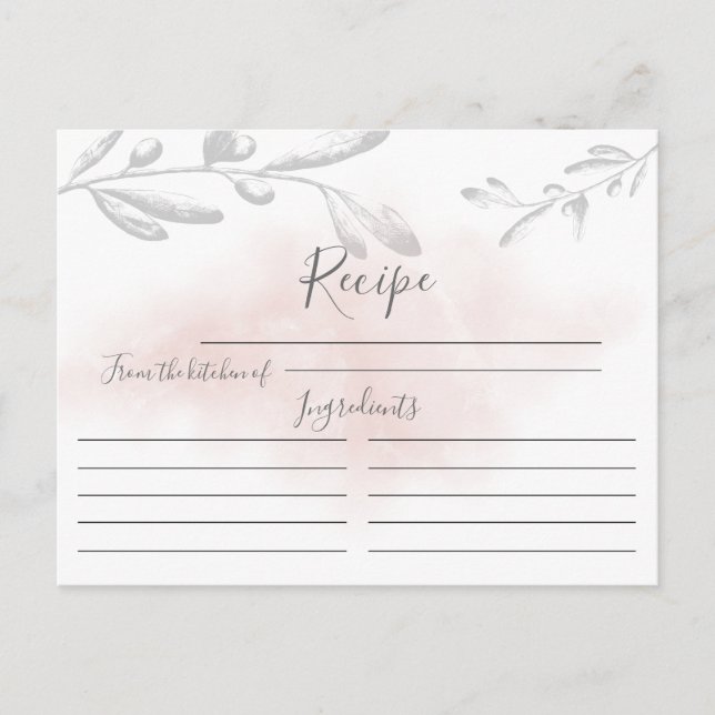 Carte de recette moderne Watercolor (Devant)