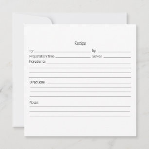Carte de recette modifiable. Personnaliser avec ph