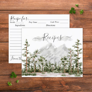 Carte de recette Montagne et Forêt Aquarelle