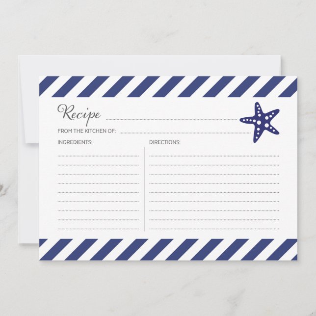 Carte de recette Nautical Starfish (Devant)