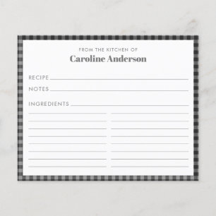 Carte de recette noire de la cuisine de nom