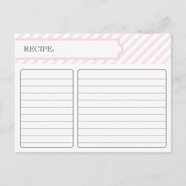 Carte de recette nuptiale - rose (Devant)