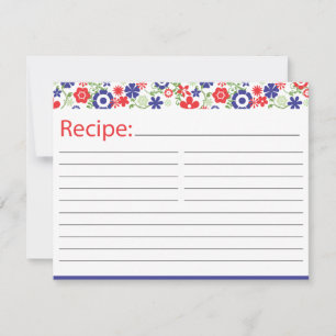 Carte de recette nuptiale Rouge et Marine