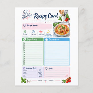 Carte de recette pastel – Organisateur de recettes
