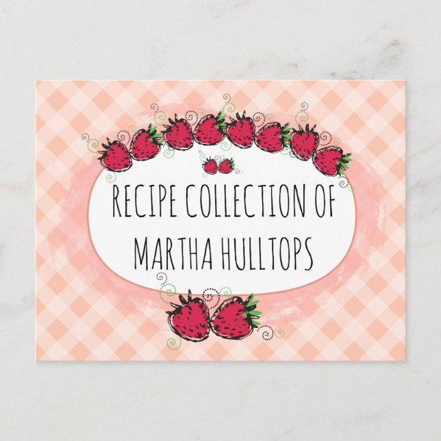 Carte de recette personnalisée aux fraises Doodle (Devant)