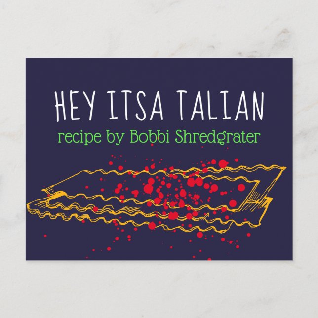 Carte de recette personnalisée aux lasagnes italie (Devant)