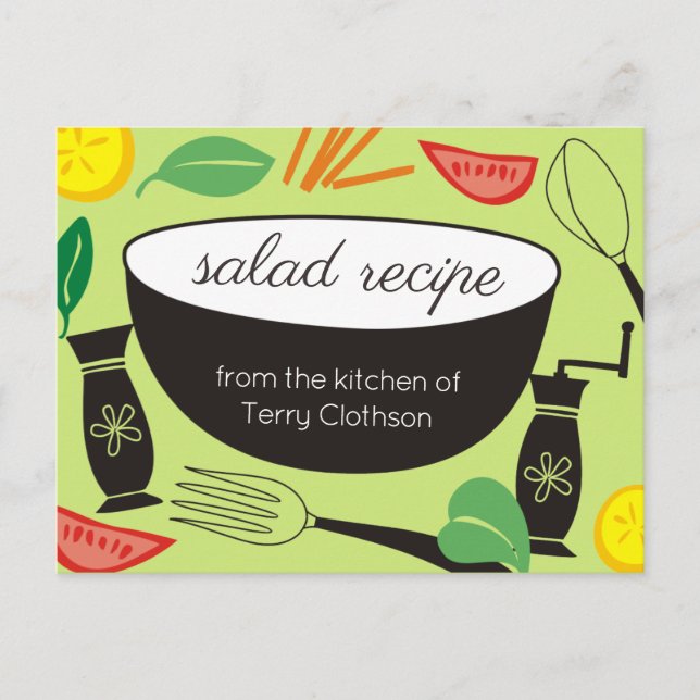 Carte de recette personnalisée pour salade bowl (Devant)