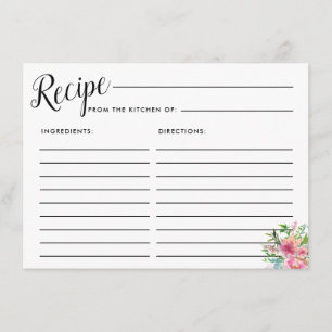 Carte de recette Pink Peony Floral Bridal