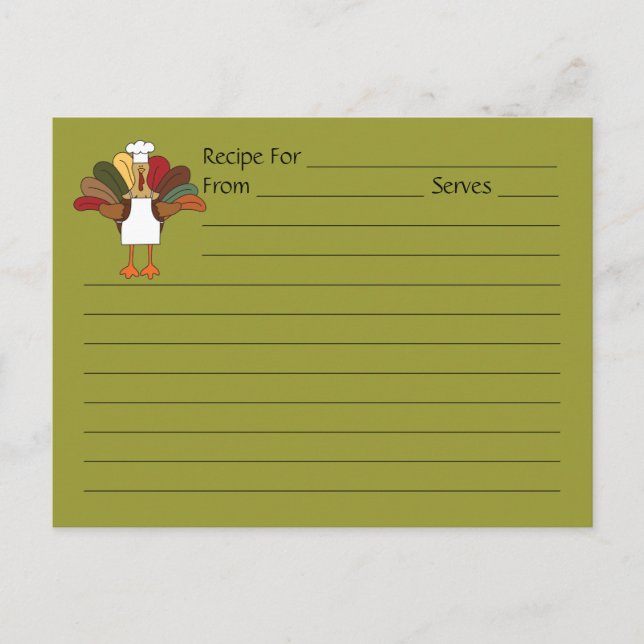 Carte de recette pour cuisinier dinde extra grande (Devant)