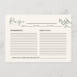 Carte de recette pour la mariée Fleur sauvage rust