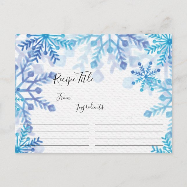 Carte de recette pour les flocons de neige d'hiver (Devant)