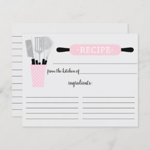 Carte de recette pour les outils de cuisine de la 