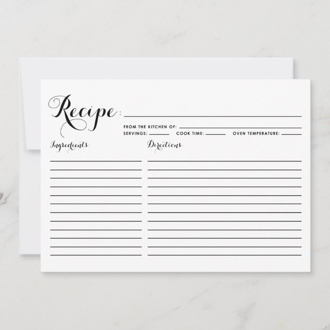 Carte de recette rayée de calligraphie moderne noi (Devant)