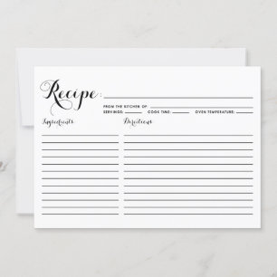 Carte de recette rayée de calligraphie moderne noi