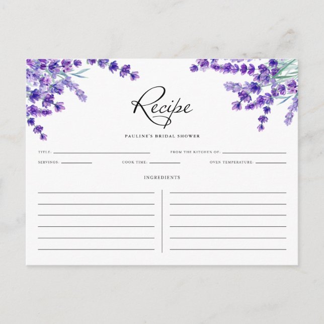 Carte de recette Ressort de fleurs de lavande d'aq (Devant)
